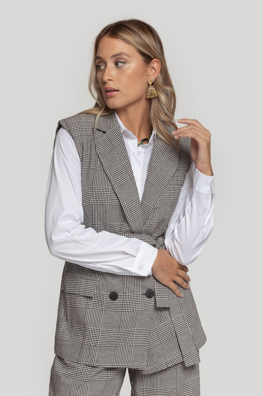 COLETE AXADREZADO COM CINTO