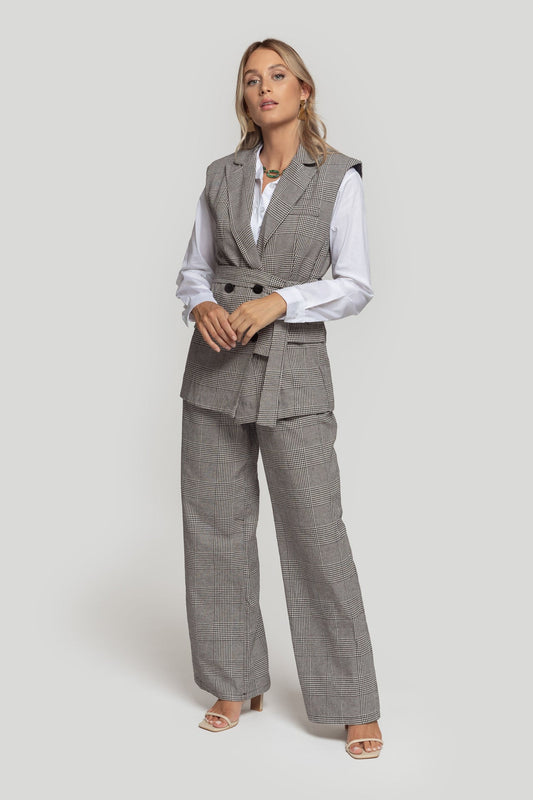 COLETE AXADREZADO COM CINTO