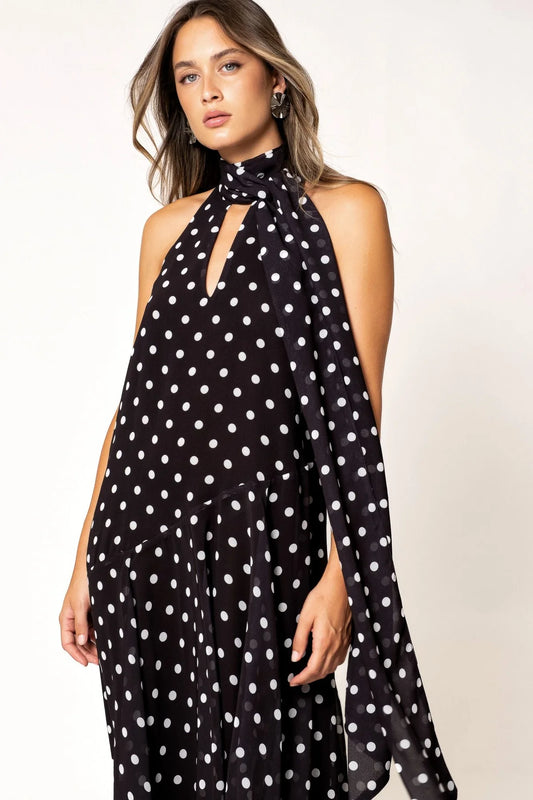 VESTIDO HALTER COM BOLINHAS