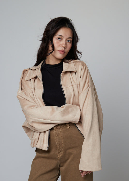 CASACO BOMBER EFEITO CAMURÇA