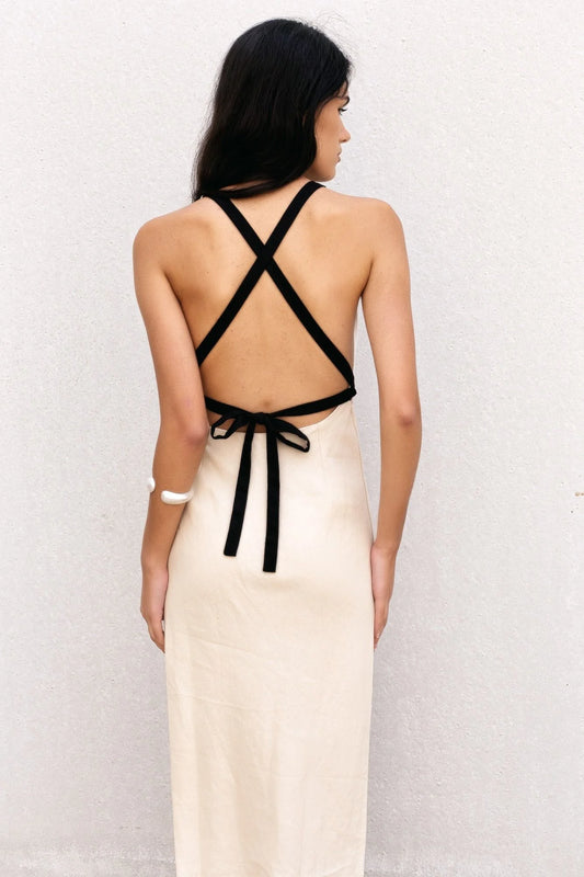 VESTIDO LINHO BICOLOR