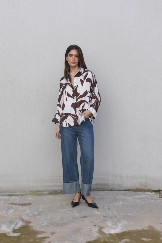 CAMISA ACETINADA ESTAMPADA