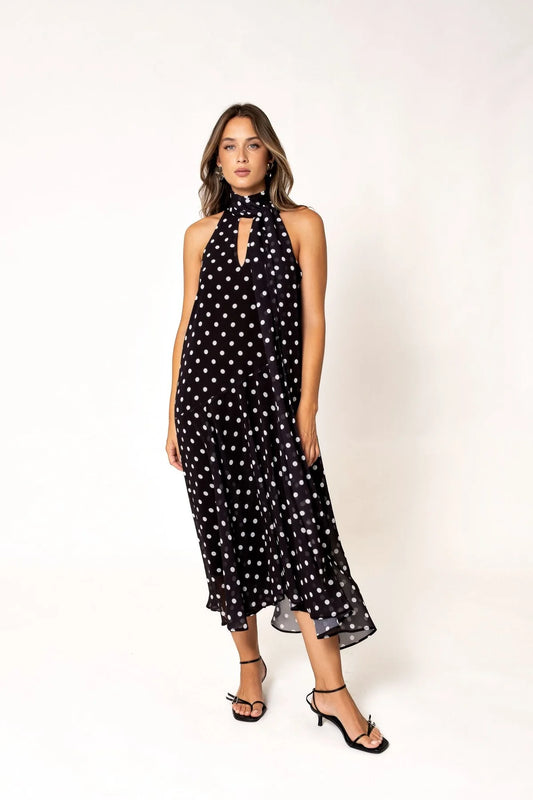 VESTIDO HALTER COM BOLINHAS