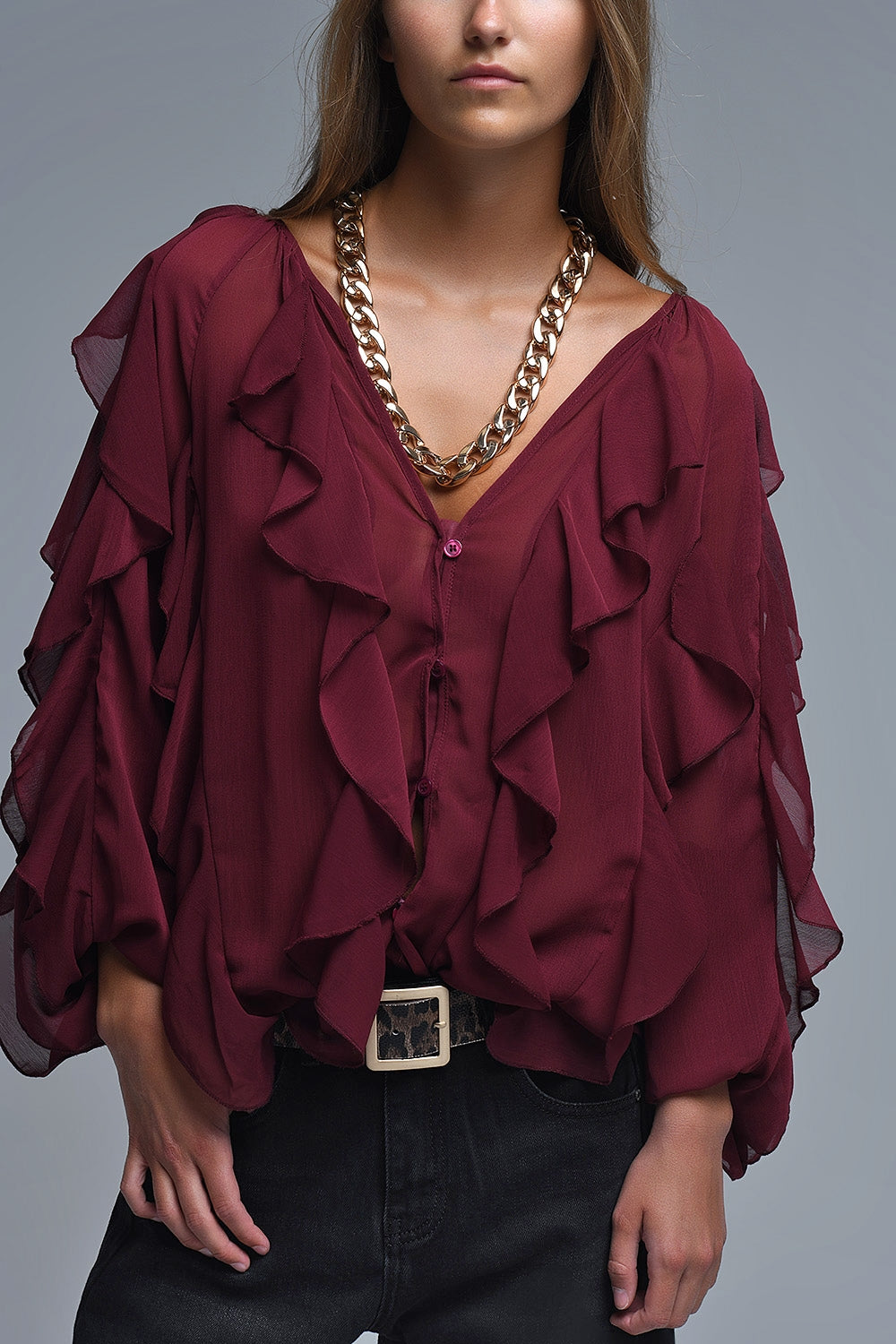 BLUSA COM FOLHOS