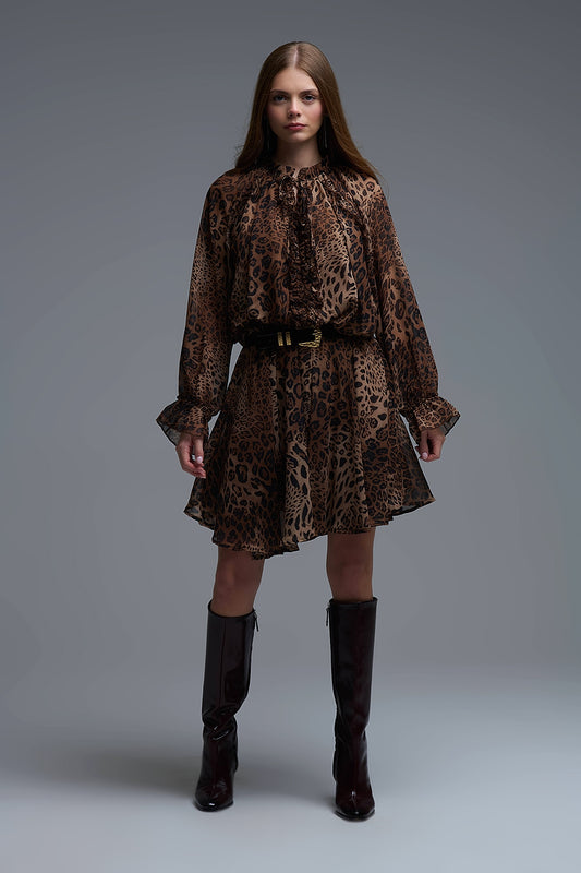 VESTIDO CURTO ESTAMPA LEOPARDO