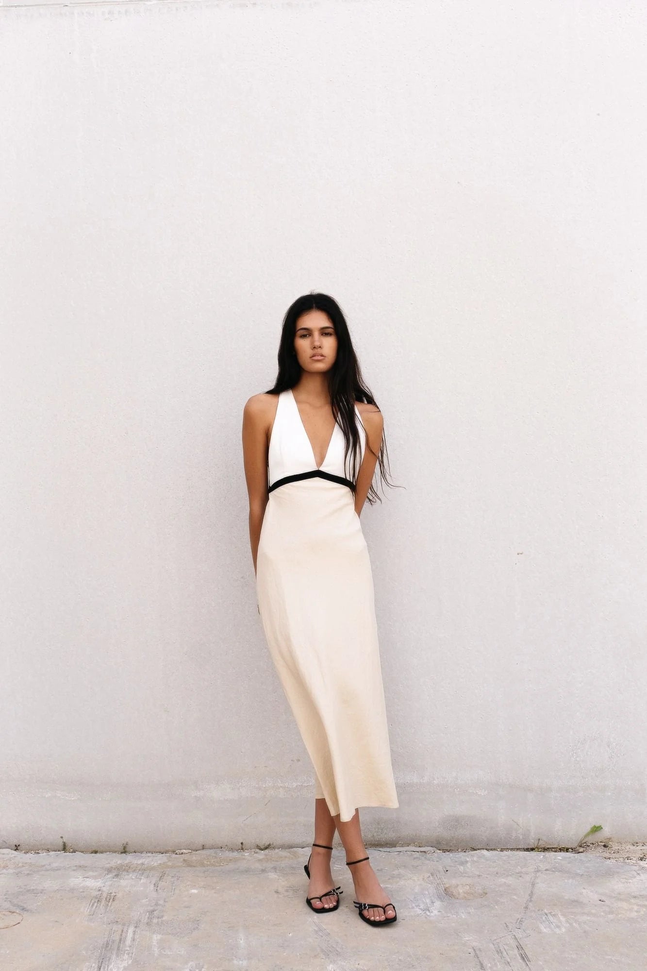 VESTIDO LINHO BICOLOR