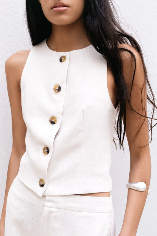 COLETE BRANCO COM BOTÕES